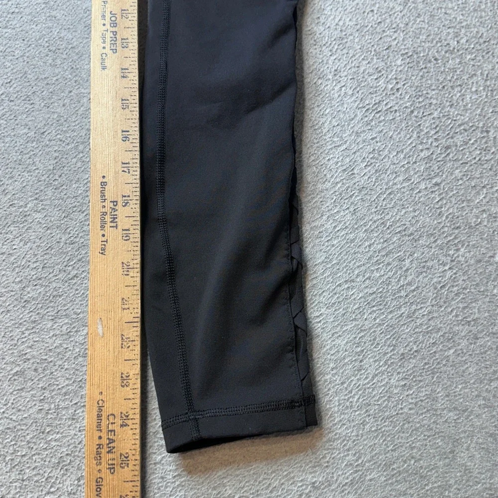 Lululemon Leggings Womens 6 High Rise Lattice Mesh Black Side Pockets Athletic